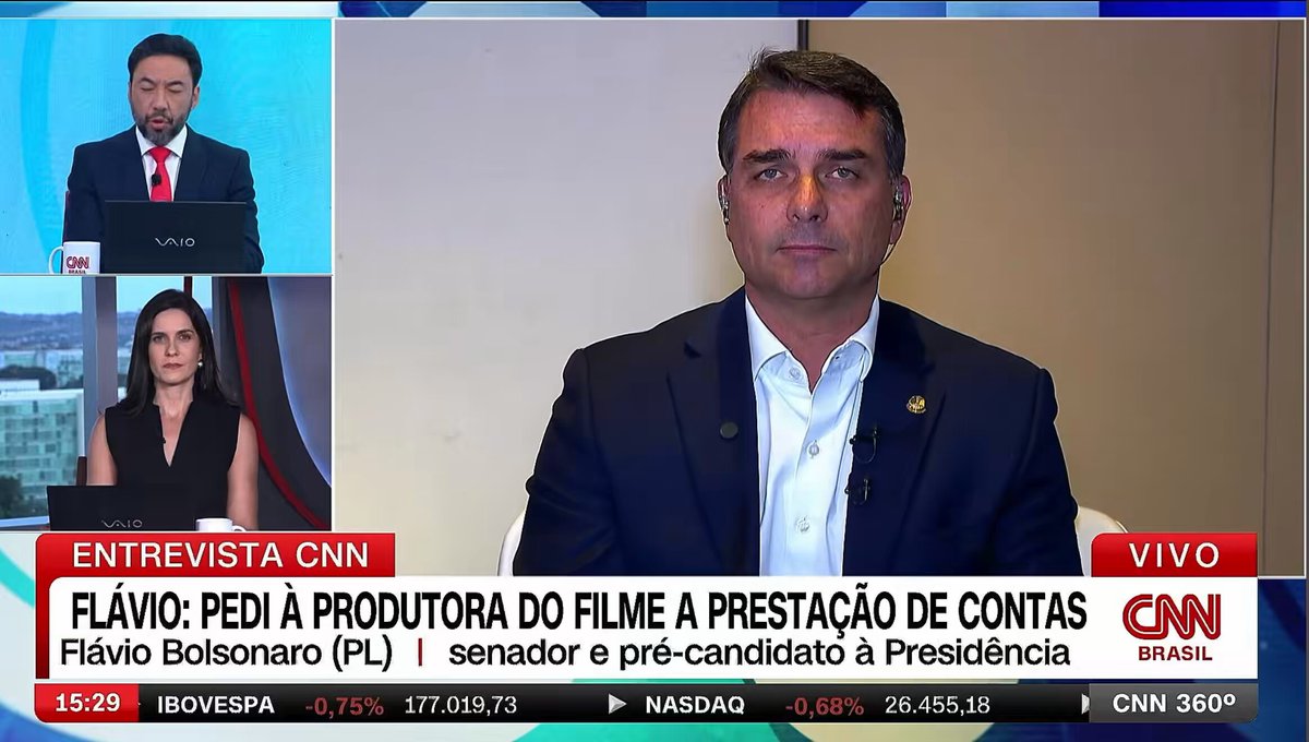 Flávio Bolsonaro diz à CNN Brasil que o valor de fato repassado por Daniel Vorcaro para a produção do filme Dark Horse foi 12 milhões de dólares