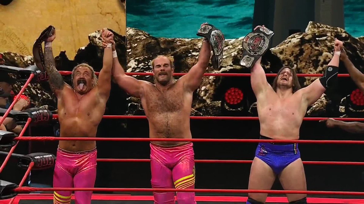 AND NEWWWWWWW..... Dalton Castle & The Outrunners have defeated Shane Taylor Promotions to win the ROH World 6-Man Tag Team Championships!!! FIRST TITLES FOR TURBO FLOYD/TRUTH MAGNUM IN TK PROMOTIONS. 🔥