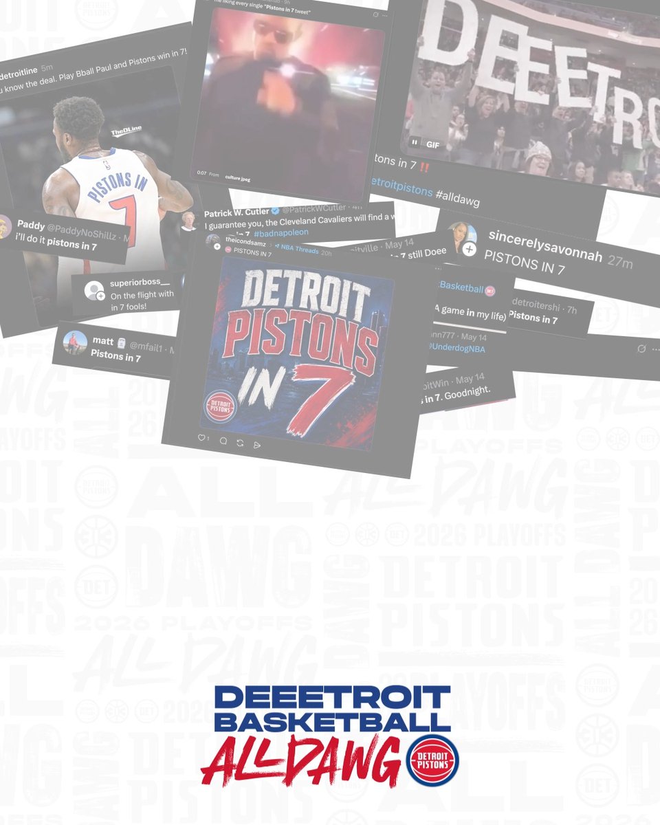 PISTONS FANS - WE NEED THAT ENERGY FOR GAME 7 THIS SUNDAY. LET’S BRING IT!