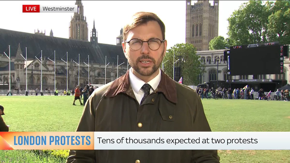 4,000 officers will be deployed as the Met Police hope to avoid clashes between Tommy Robinson's Unite the Kingdom march and the pro-Palestine Nakba Day rally. There are also concerns with police facing extra strain from FA Cup Final crowds Graham Stothard 🎥 is at Westminster