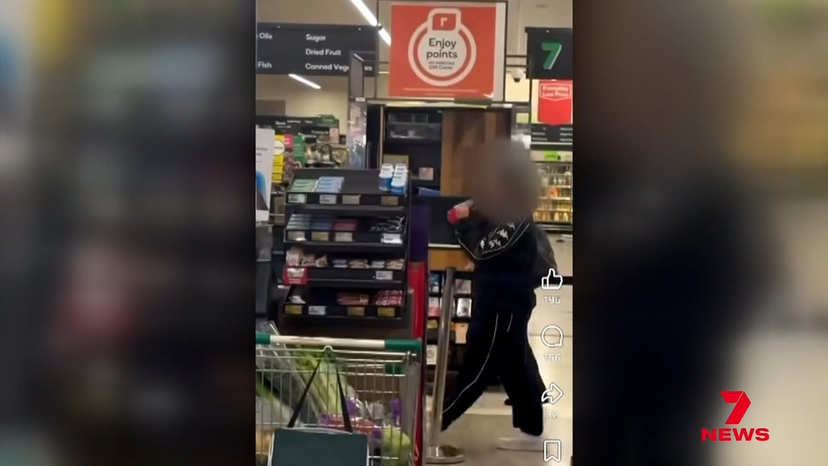 Tonight, we can show you the moment two teenage girls trashed a Woolworths, throwing food on the floor and at workers.