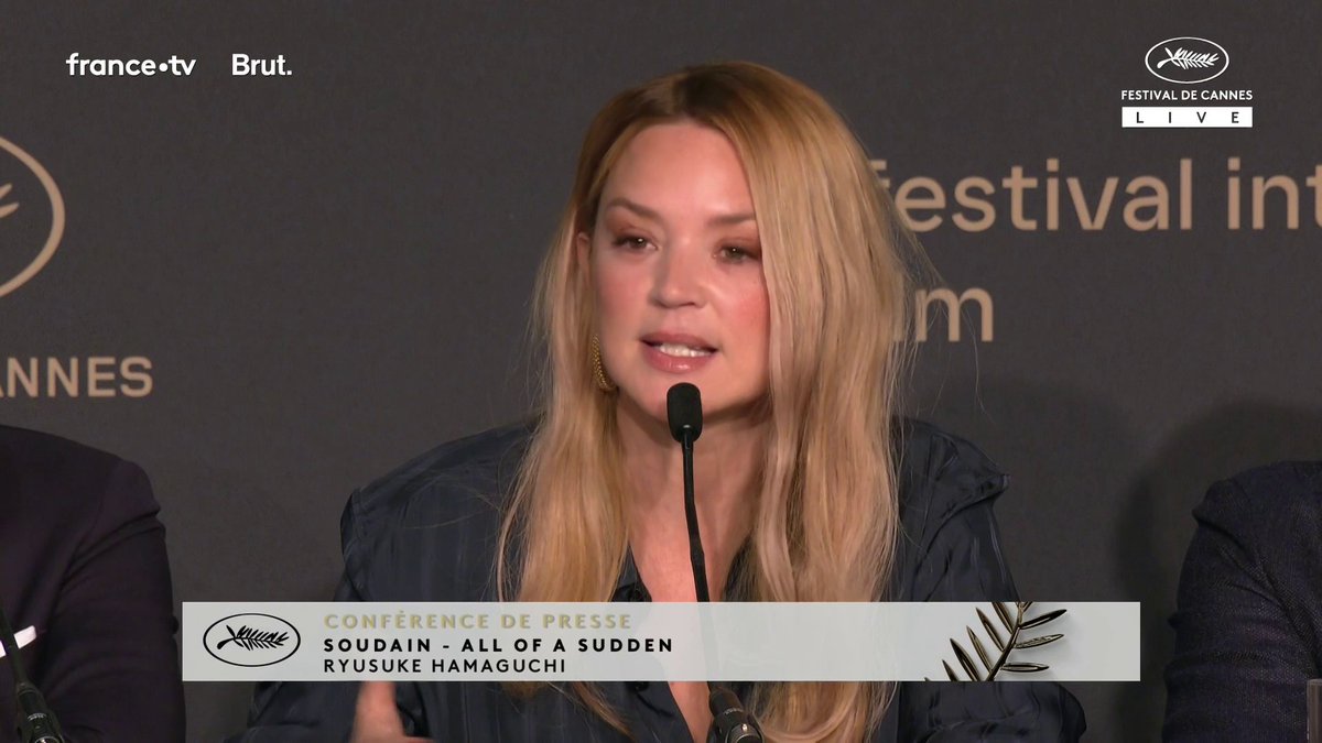 A l'affiche du film "Soudain", du réalisateur Ryusuke Hamaguchi, Virginie Efira raconte comment elle a dû apprendre le japonais pour les besoins du rôle : "Je sais le lire comme une enfant de 12 ans". #cannes2026