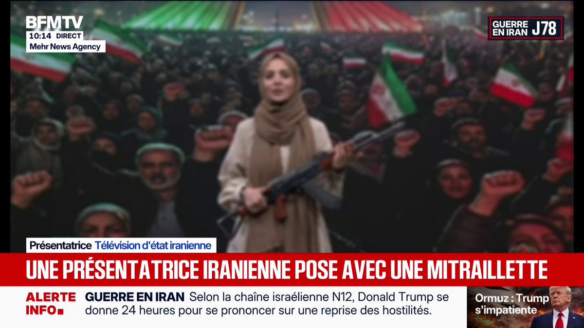 Iran: une présentatrice pose avec une arme "Nous toutes, les femmes, les filles de cette terre, sommes prêtes à prendre les armes"