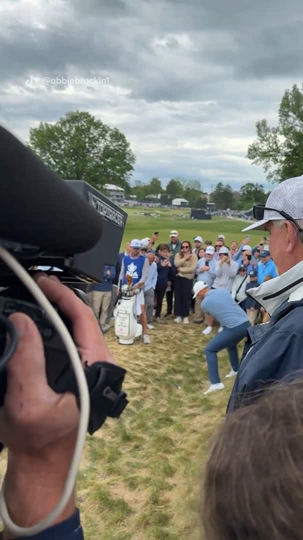 Mind your head! 😳 Wyndham Clark's shot took out a camera and narrowly avoided hitting spectators during the second round of the PGA Championship 💥