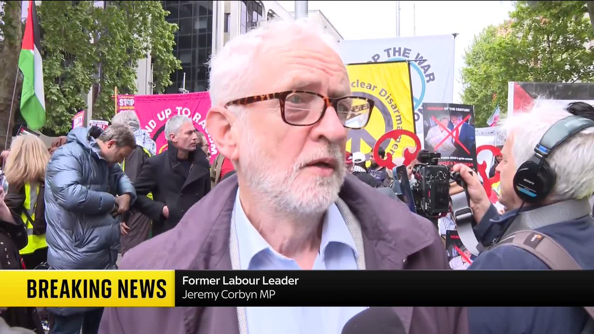 "Criticism of Israel is not antisemitic " Former Labour leader Jeremy Corbyn is attending the pro-Palestinian march and spoke to Sky's Paul Kelso