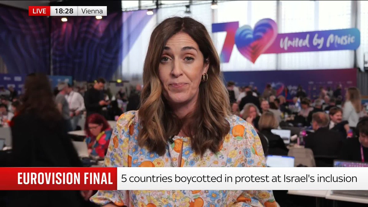 'Organisers have always insisted that this is not a political contest - but many people disagree with that.' Sky's Katie Spencer reports live from Vienna, ahead of the Eurovision final, as five countries have boycotted in protest at Israel's inclusion