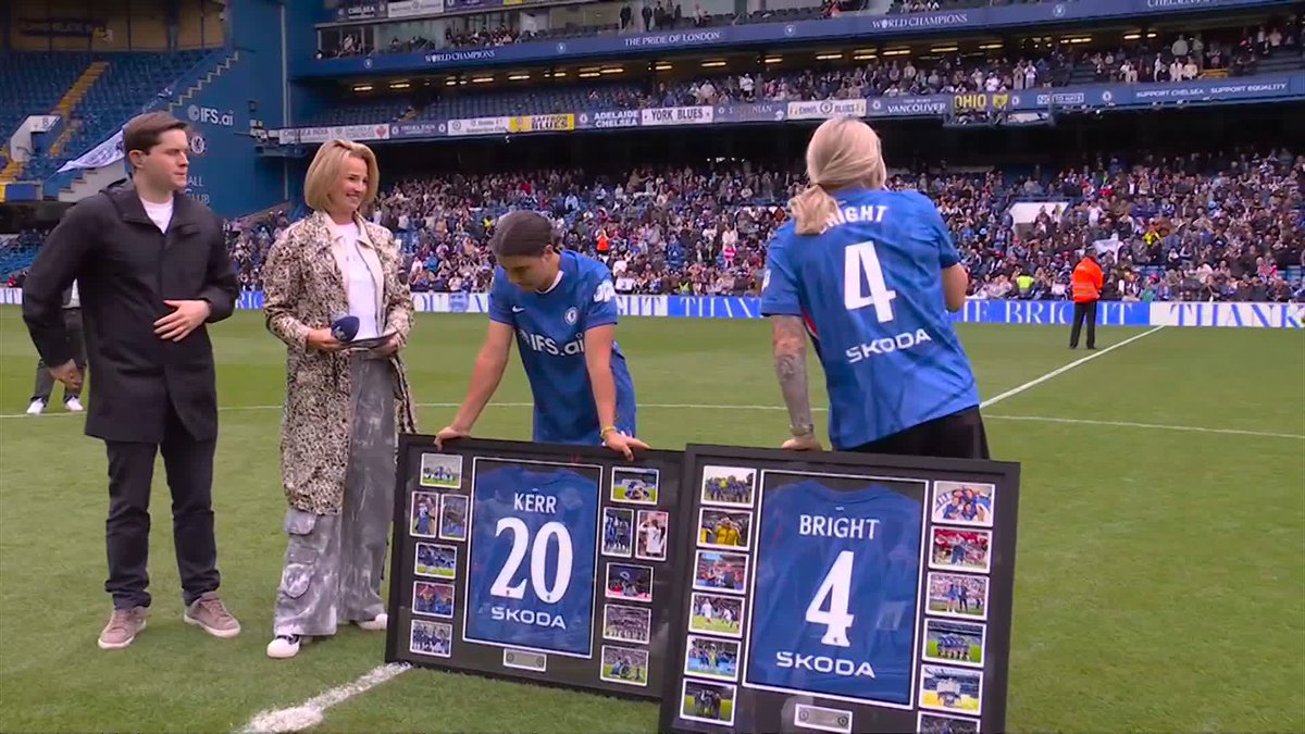 "It's been an honour to represent you, to be your captain" Millie Bright speaks to the Chelsea fans after being honoured by the club 💙