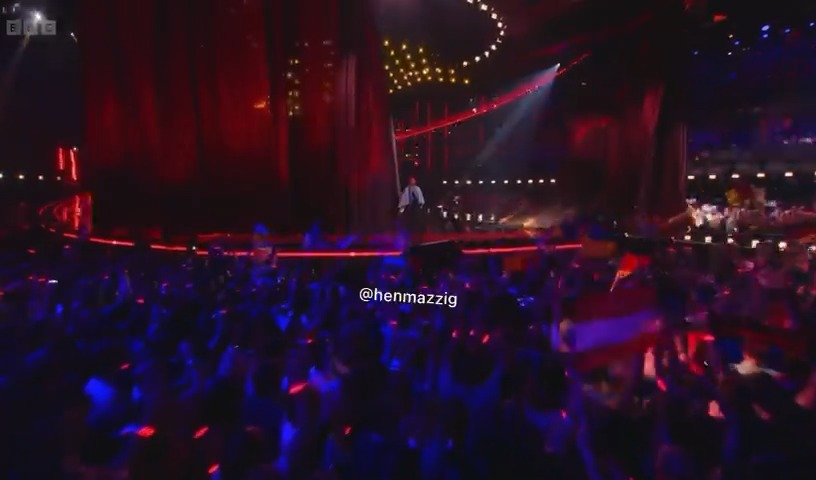 Noam Bettan taking the stage at #Eurovision flags parade! BBC host Graham Norton, who is Irish, reminding the viewers that several European countries boycotted the competition for allowing the Jewish state to participate.