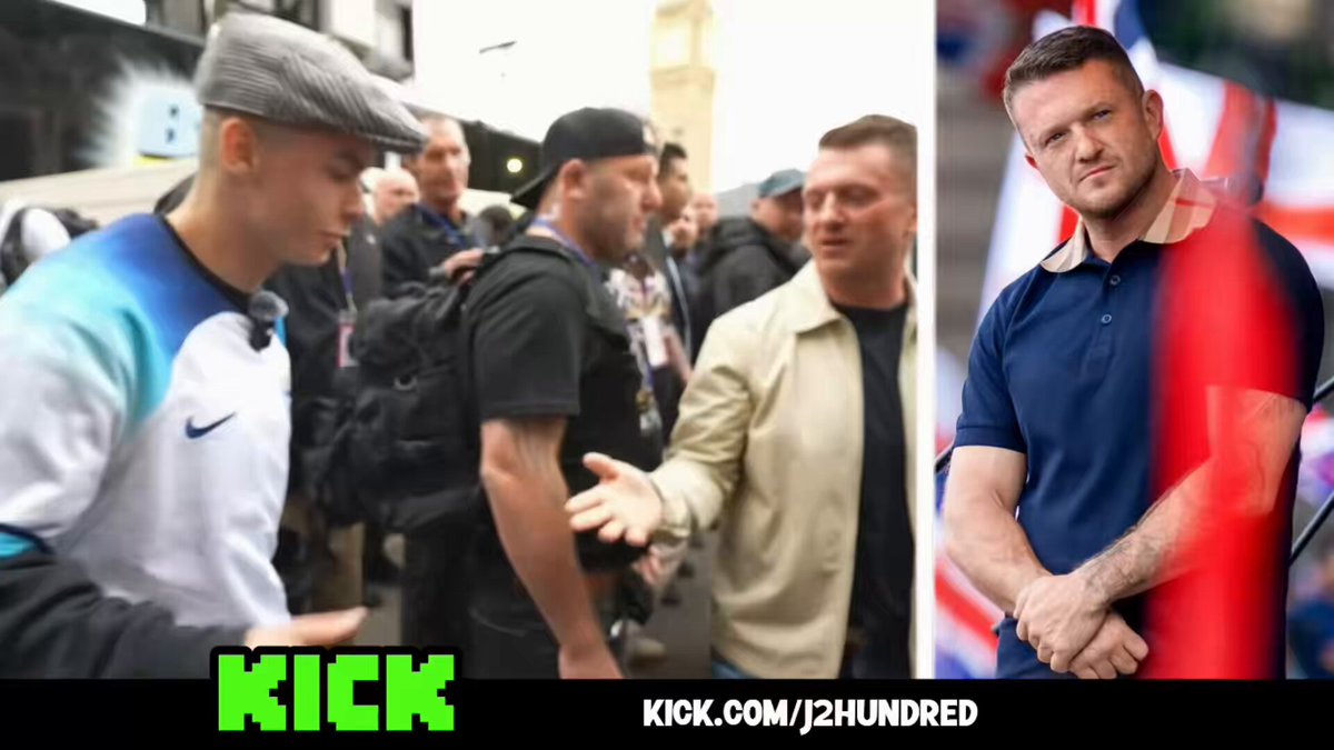 Kick streamer approached Tommy Robinson at the London protest today, asking about the Israel brand deal before the chat turned to Polish immigrants 😳🚨 “Have you got a plug for that Israel brand deal? I’m trying to get the bag, bro. You like Polish immigrants?”