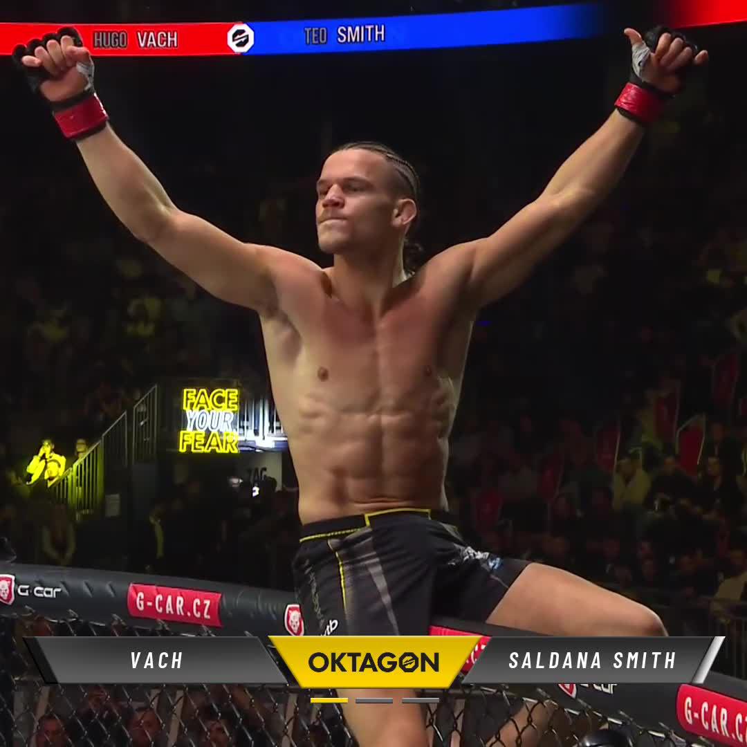 💥 WHAT A KNOCKOUT! Hugo Vach 🇩🇪 proves why he is one of the best prospects in Germany by knocking out Teo Smith during round one at featherweight #OKTAGON88 📺 | RTL+ | TVP Sport
