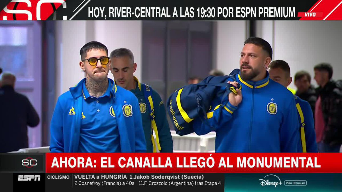 Atención a la FACHA del ex-Boca, Gato Ávila, a la hora de llegar al Monumental con Rosario Central... 😎😎😎 📺 #SportsCenter | #DisneyPlus Plan Premium