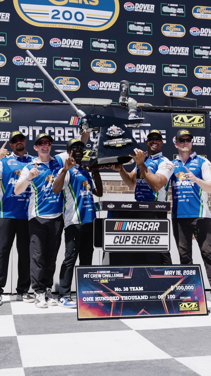Pit-road royalty. 👑 The No. 38 team stands tall in the Mechanix Wear Pit Crew Challenge!