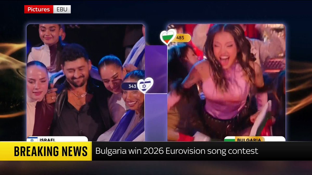 BREAKING: Bulgaria has won the Eurovision song contest 2026 The European country won with a massive 516 points in total. The UK's entry Look Mum No Computer, otherwise known as Sam Battle, finished in last place Live updates: 📺 Sky 501 and YT