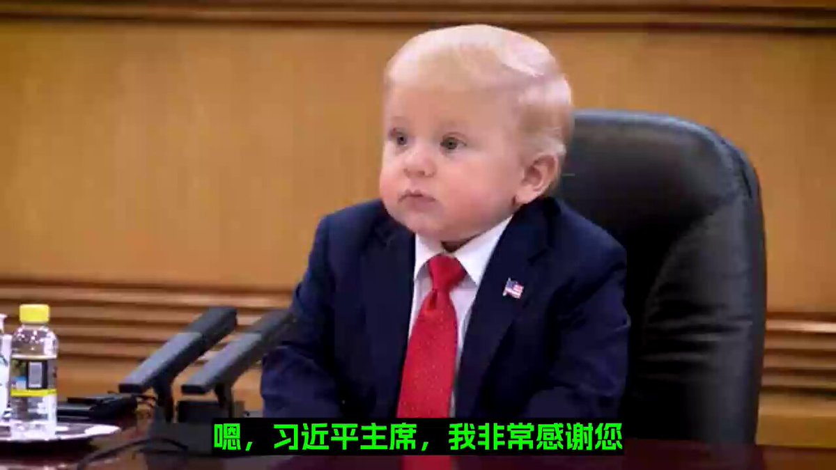 童趣版，AI习特会，加了个字幕： 美国企业家中，没有邀请扎克伯格，遭调侃了！