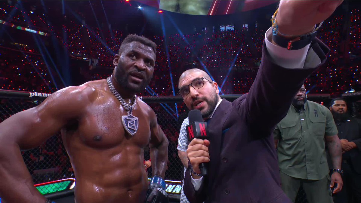 Francis Ngannou called out Jon Jones after knocking out Philipe Lins 😳 “He should be watching what I’m doing and learn. Figure it out and come make this fight.”