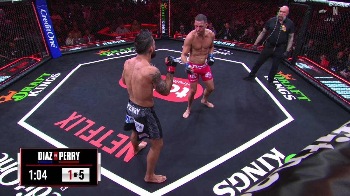 💥😤 Nate Diaz puts it on Mike Perry in the end of Round 1 This is competitive #RouseyCarano