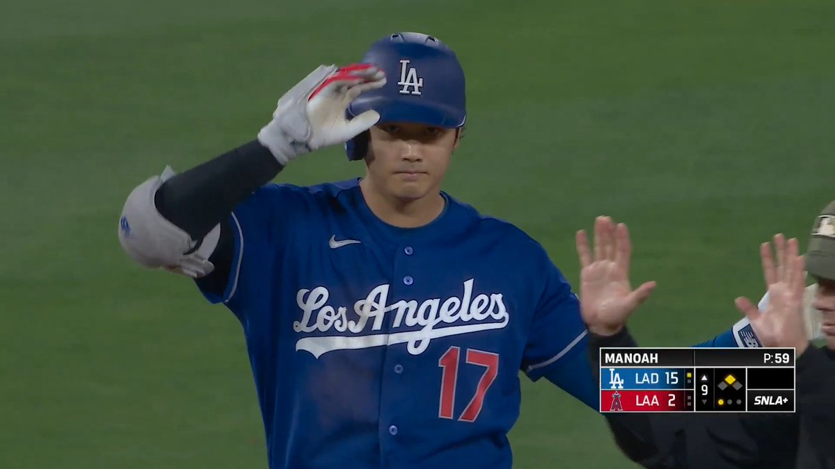 大谷翔平がタイムリーツーベース！ バランスを崩しながら、 打球速度180キロの爆速タイムリーを放つ💥 マノアから2打席連続安打 #大谷翔平 #ドジャース
