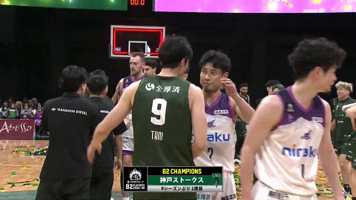 自らの引退に華を添えたMr.ストークス・谷直樹💐 福島との激闘を制し、神戸がB2最後の王者に輝く! 神戸ストークス公式 📡バスケットLIVEで見逃し視聴 #Bリーグ #りそなグループ #B2プレーオフ