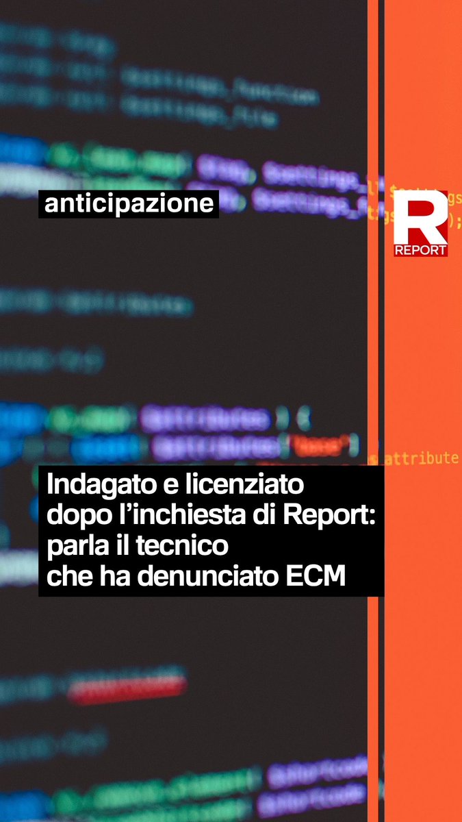 Sin dal 2024 il tecnico informatico Stefano ha segnalato i rischi che derivano dall’uso di ECM. Il ministero della Giustizia ha messo tutto a tacere. Dopo che la vicenda è stata rivelata da #Report, Stefano è stato indagato e licenziato. Stasera dalle 20.30 su #Rai3