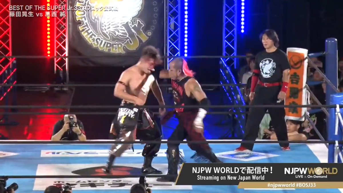 🏆BEST OF THE SUPER Jr.33🪽代々木大会‼️ Aブロック公式戦‼️ 「藤田楽しいぞ!」からエルボー合戦に❗️ 🆚 藤田晃生/ Kosei Fujita × 葛西純 「NJPW WORLD」で配信中📡 視聴&登録⏩「NJPW WORLD」で検索📱 #njpwworld #BOSJ33