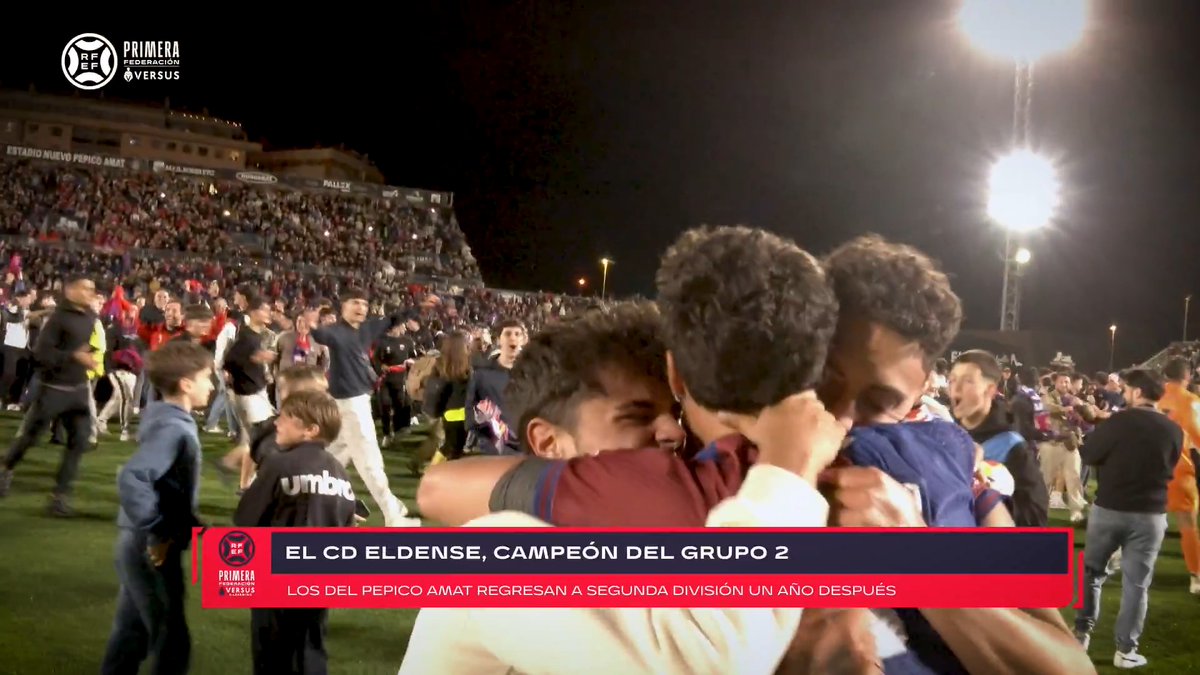 Y la fiesta se desbordó en el Pepico Amat... ❤️ 🏆 ¡El CD Eldense, campeón del 𝗚𝗥𝗨𝗣𝗢 𝟮 de #PrimeraFederación! #VersusELearning