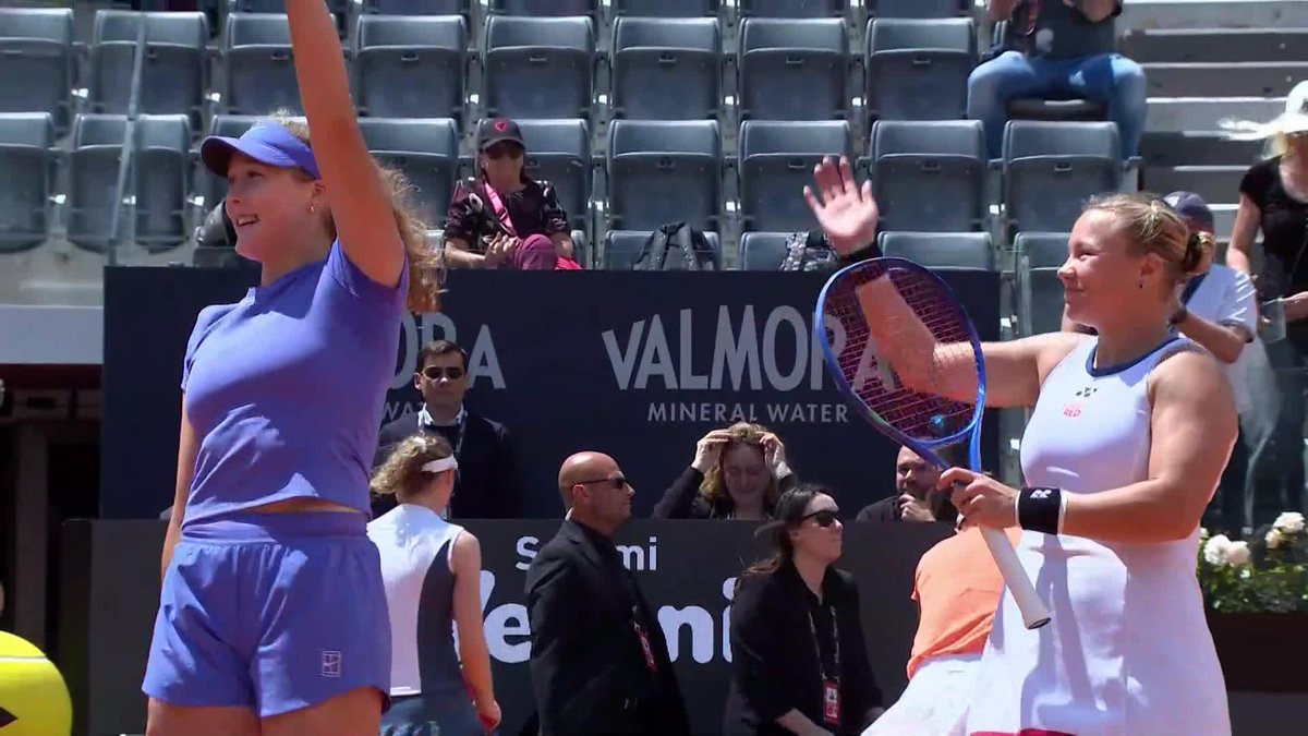 The winning moment 🤩 Mirra Andreeva and Diana Shnaider are CHAMPIONS in Rome! 🏆 #IBI26