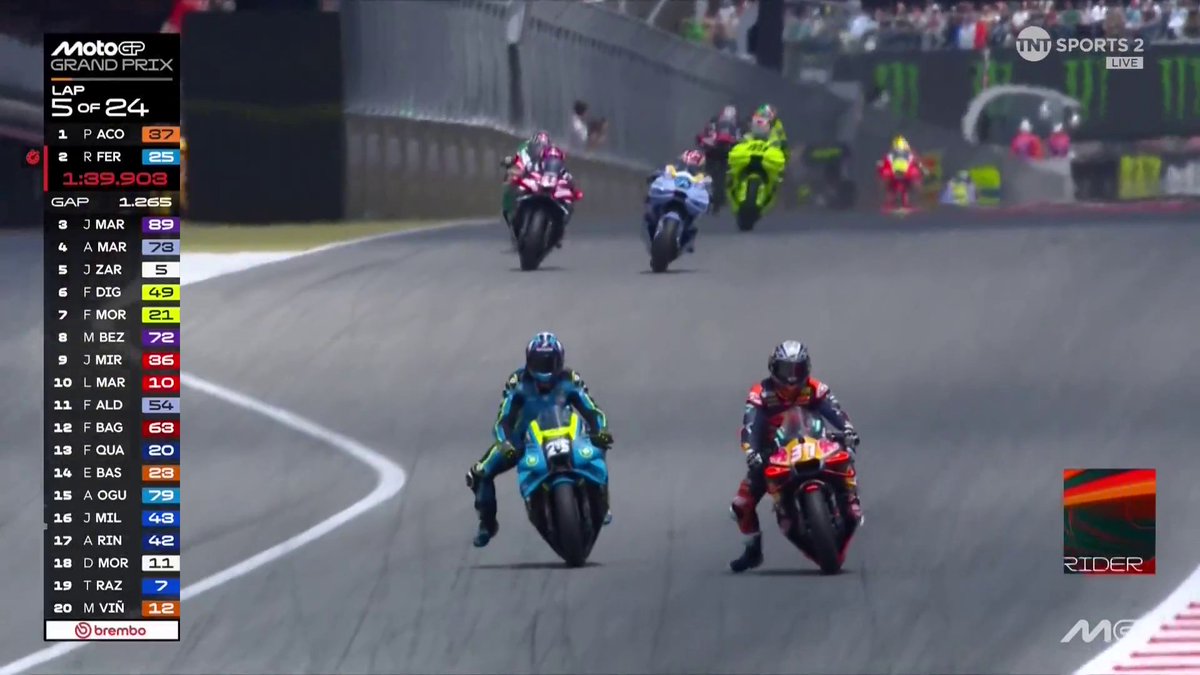 A late move to take the lead 🔥 It's an Aprilia at the front again but this time it's Raul Fernandez 👏 #MotoGP | #CatalanGP | Live on TNT Sports and HBO Max