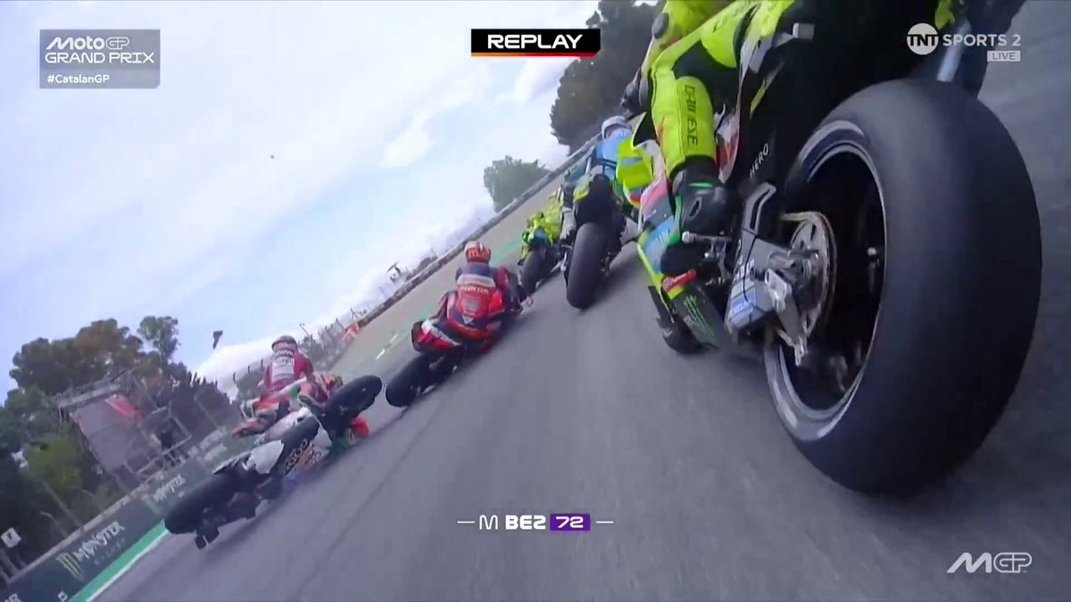 Replays of the second Red Flag crash ๐ฉ All riders conscious ๐ #MotoGP | #CatalanGP | Live on TNT Sports and HBO Max
