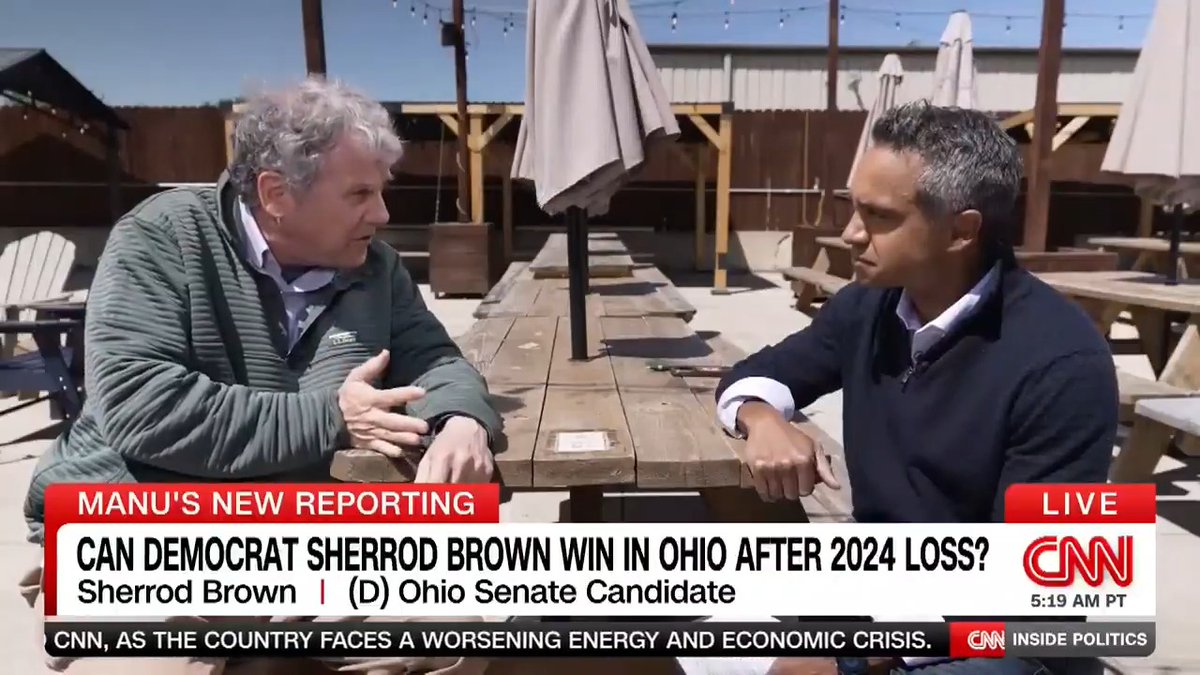 NEW: Comeback kid or "political cicada"? Manu Raju hits the trail in Ohio, where former Sen. Sherrod Brown is trying to win a seat held by Republican Sen. Jon Husted -- and help Democrats retake the Senate majority. #InsidePolitics