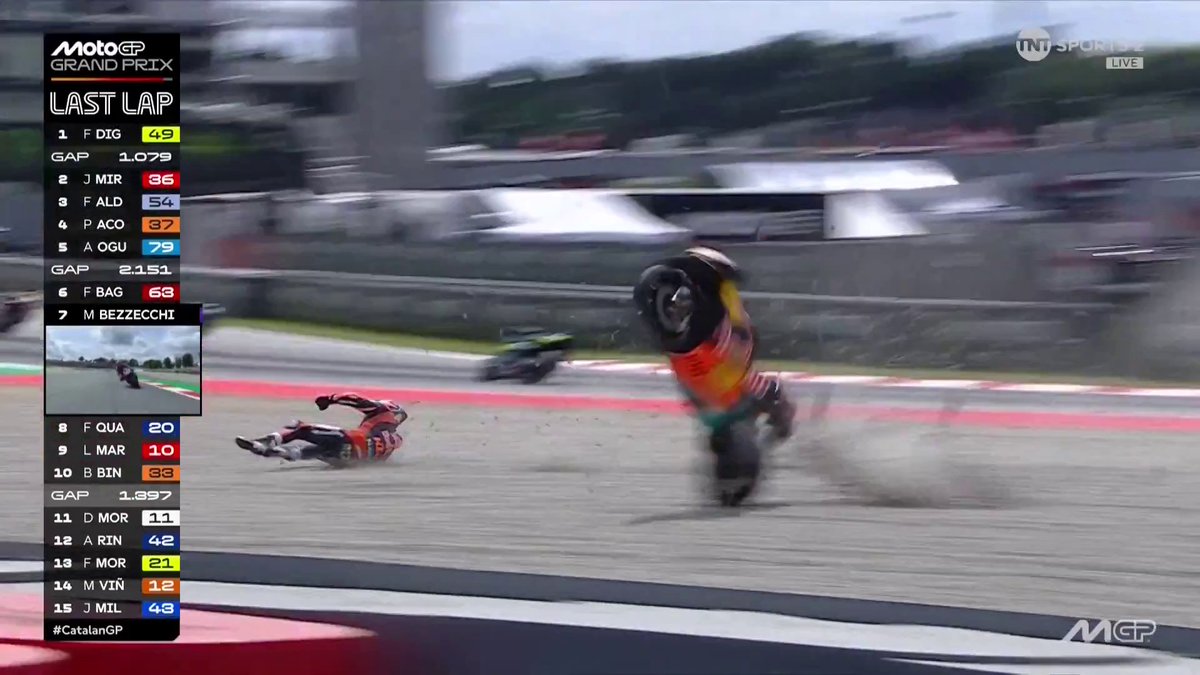 From bad to worse for Acosta ๐ฑ Ogura takes him out on the final corner ๐ฅ #MotoGP | #CatalanGP | Live on TNT Sports and HBO Max