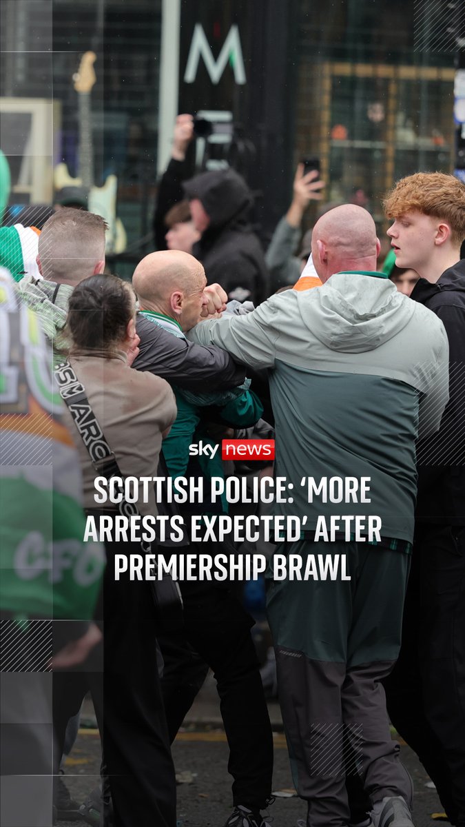 Police officers have arrested at least 14 people following a large disorder in Glasgow, where Celtic fans gathered after their team's Scottish Premiership title win. Assistant Chief Constable Mark Sutherland said there were ‘unacceptable levels of violence and disorder’, which left several officers injured. 🔗