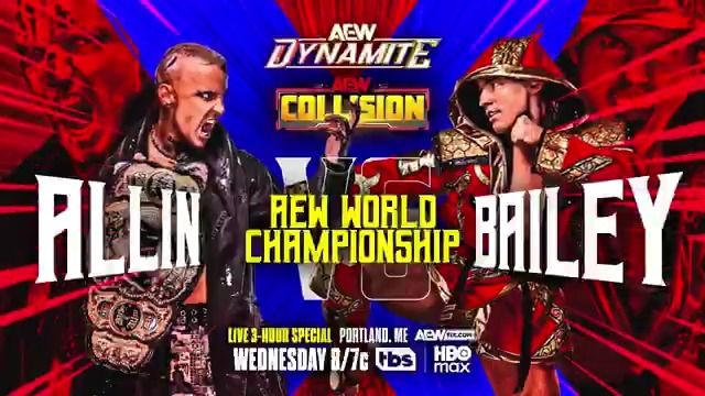 #AEWDynamite + #AEWCollision 3-HOURS 8/7c, TBS &amp; HBO Max This Wednesday, 5/20! AEW World Title DARBY ALLIN vs Speedball Mike Bailey Darby continues to face all challengers! Even with his Title vs Hair match at #AEWDoN vs Maxwell Jacob Friedman™️ signed, he'll face Mike Bailey, THIS WEDNESDAY!