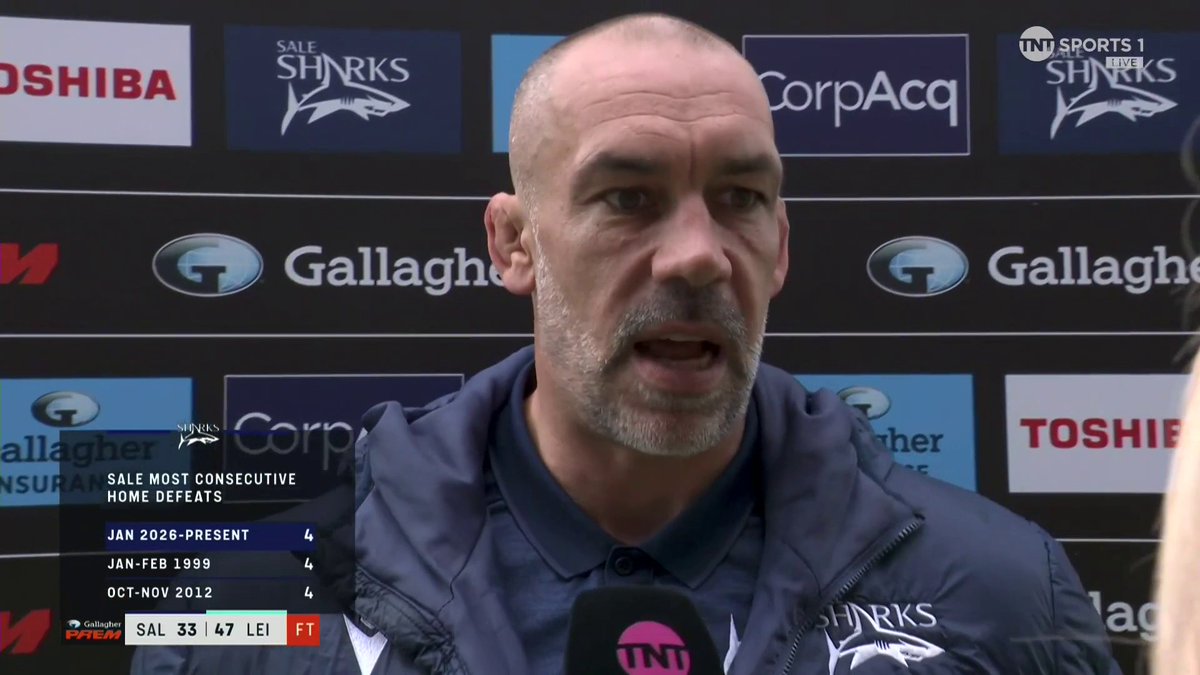“If you give a team as efficient as Leicester that much possession in your red zone and your half, they’re going to come away with points, invariably.” Alex Sanderson following Sale Sharks 🦈’s defeat to Leicester Tigers this afternoon 🦈 📺 Stream TNT Sports with HBO Max
