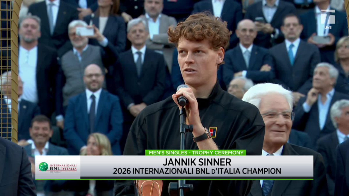 Another week, another championship speech 🎤 Hear from the 2026 Rome champion Jannik Sinner 👂 #IBI26