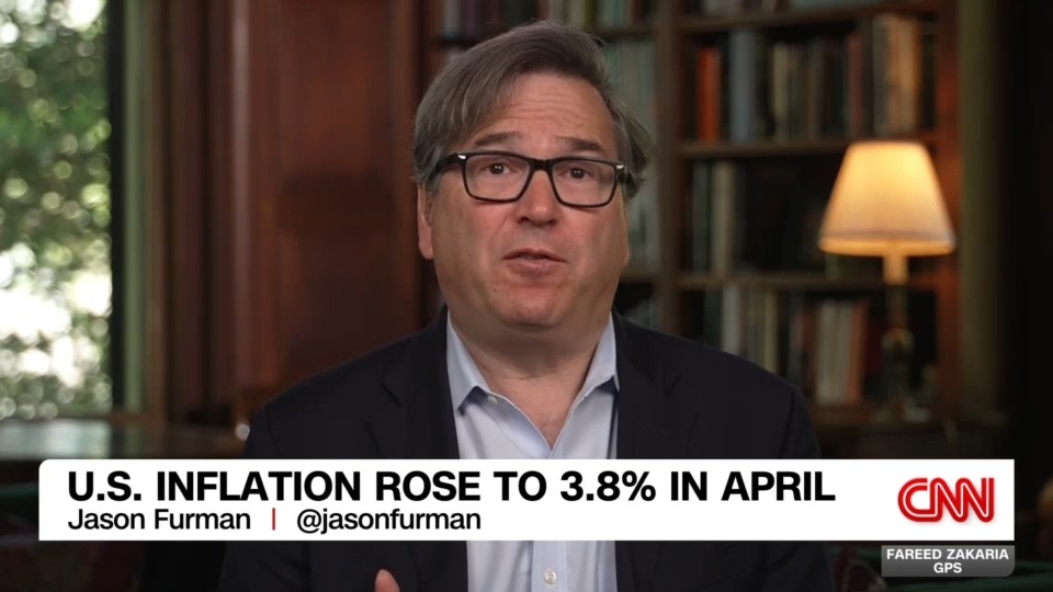 US inflation rose to 3.8% in April — the highest rate in nearly three years. Yet the stock market keeps going up. What should we make of this? My conversation with Harvard Kennedy School's Jason Furman: