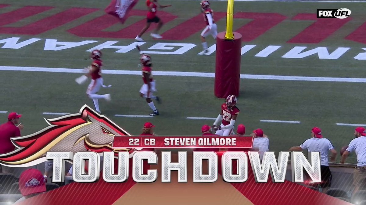 The Stallions get the blocked kick TD 🔥 Steven Gilmore blocked the field goal then took it 55 yards for the TD 😱