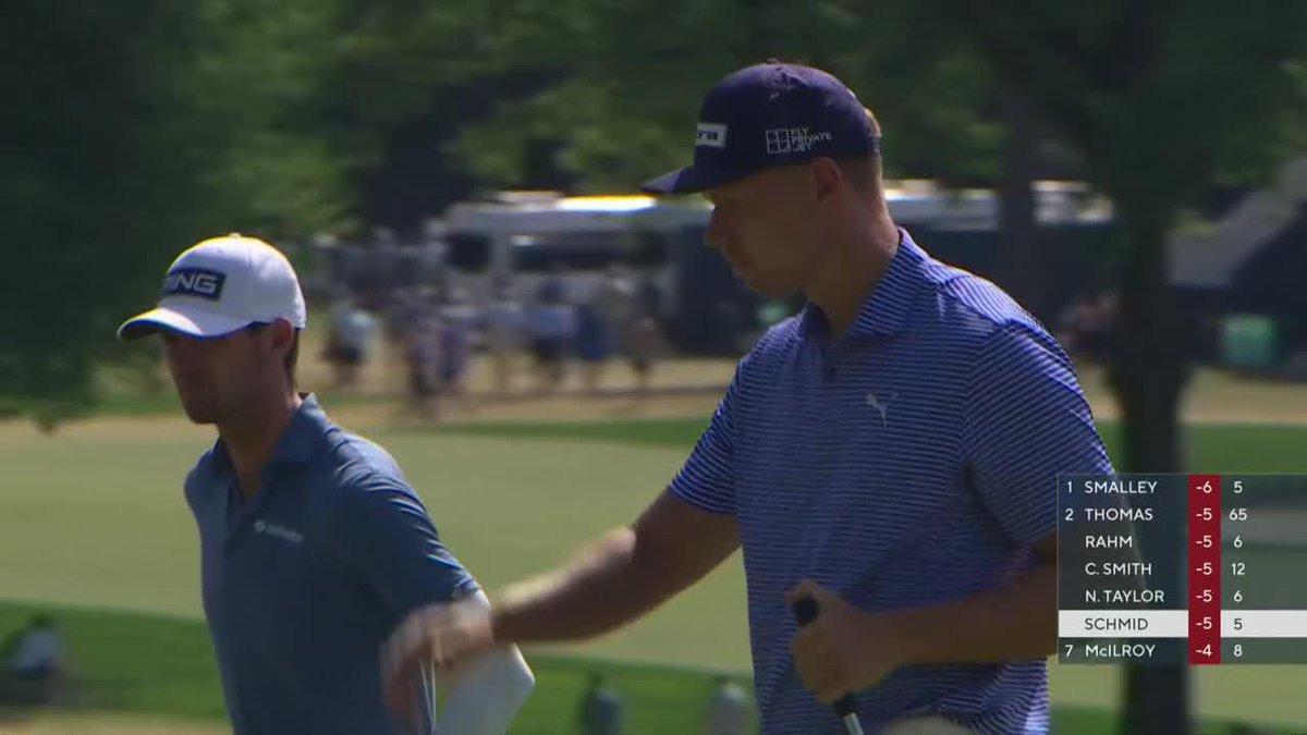 We have a new leader at the PGA Championship. Matti Schmid jumps in front with this birdie.