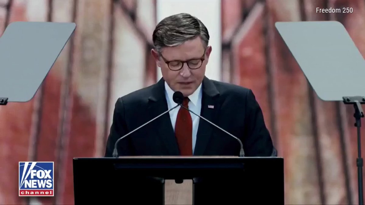 “Our rights do not derive from the government. They come from You: Our Creator and Heavenly Father." House Speaker Mike Johnson delivered a forceful defense of America’s founding principles during the “Rededicate 250” prayer gathering on the National Mall ahead of the nation’s 250th anniversary. Johnson warned that “sinister ideologies” are trying to rewrite the American story through “the lens of our sins,” attacking the country’s history, heroes, and moral identity. “We reject that. We rebuke it,” he said.