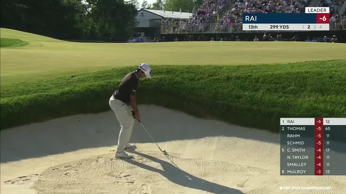 AARON RAI TAKES CONTROL OF THE PGA CHAMPIONSHIP. A BEAUTY FROM THE BUNKER AND A 2-SHOT LEAD.