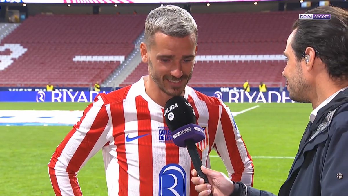 Antoine Griezmann 🇫🇷 livre son retour à beIN SPORTS après son dernier match à Madrid avec l’Atletico. 👇❤️🤍 Tout le monde A PLEURÉ ce soir 🥹👋