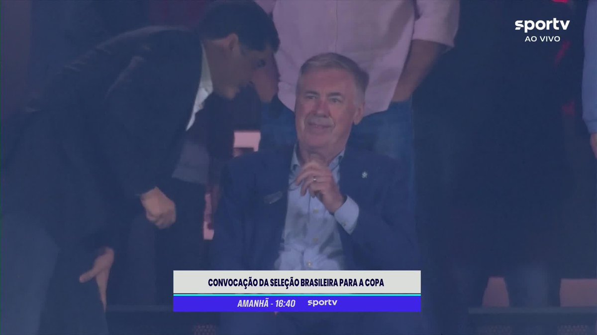 Ancelotti na Arena da Baixada para acompanhar Athletico x Flamengo. 🎥 sportv | ge
