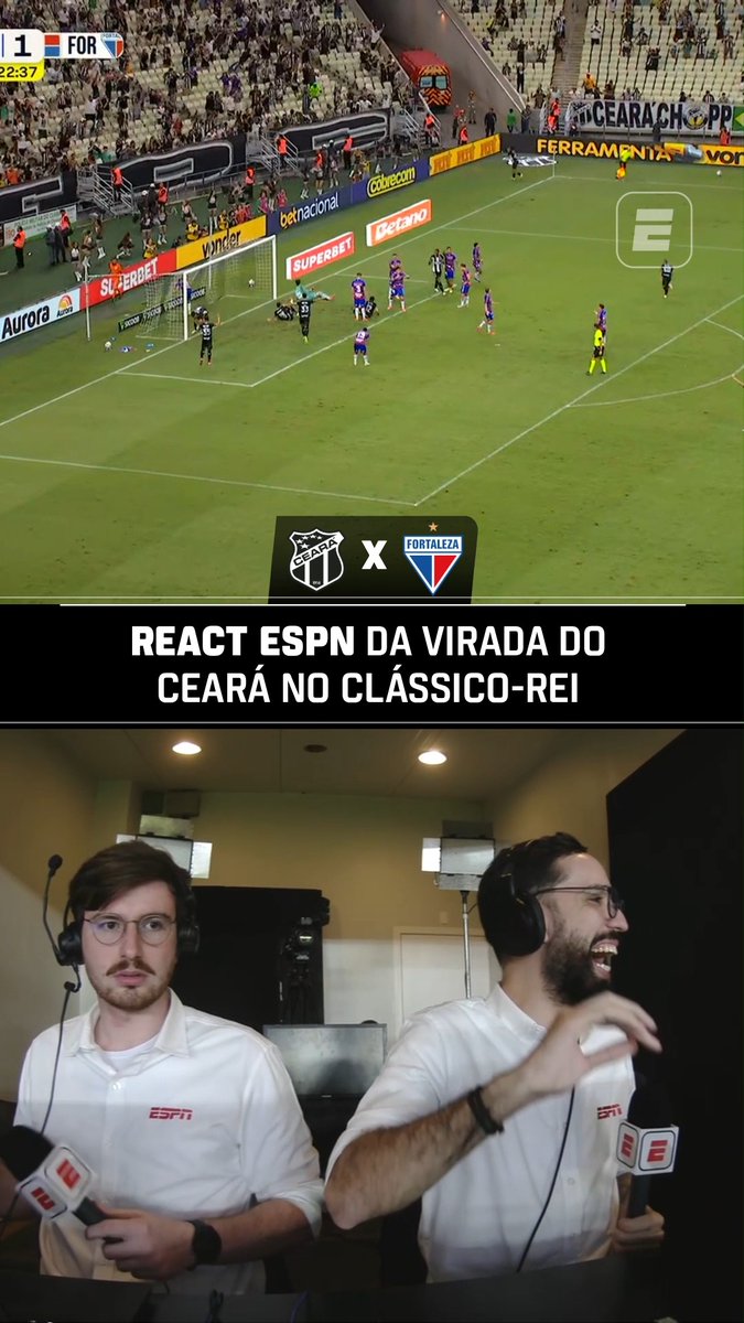 A VIRADAAAAAAAAAAAAAAAAAAAAA! 💥💥💥 Assim narrou 🎙️ Fernando “fefux” Ribeiro o gol marcado por Júlio César, que fez 2 a 1 para o Ceará contra o Fortaleza. Assista à #SérieBNaESPN pela ESPN no Plano Premium do #DisneyPlus #SidecastESPN #Ceará #Fortaleza #gols #hoje
