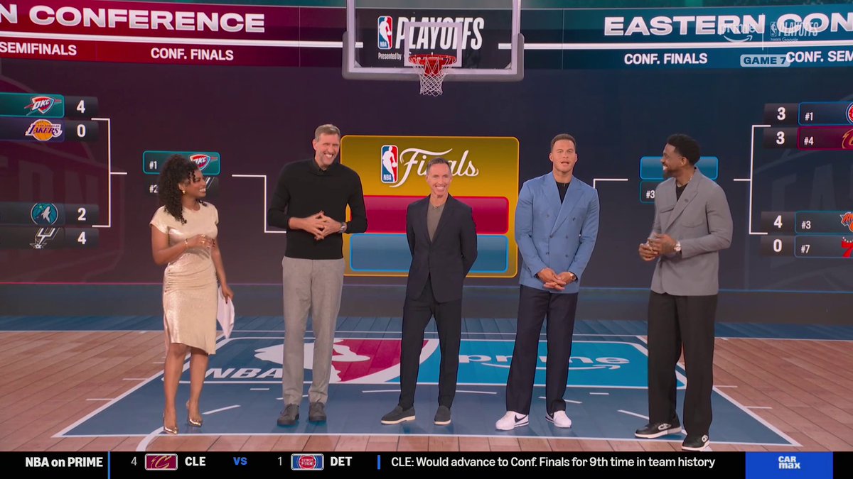 Taylor Rooks “Just to be clear the official MVP announcement is happening here. Dirk &amp; Steve you both won MVPs—but I don’t remember Shams spoiling it” Steve Nash “Shots” Blake Griffin “What are we doing man? Like it’s Sunday Shams, go to brunch you nerd”