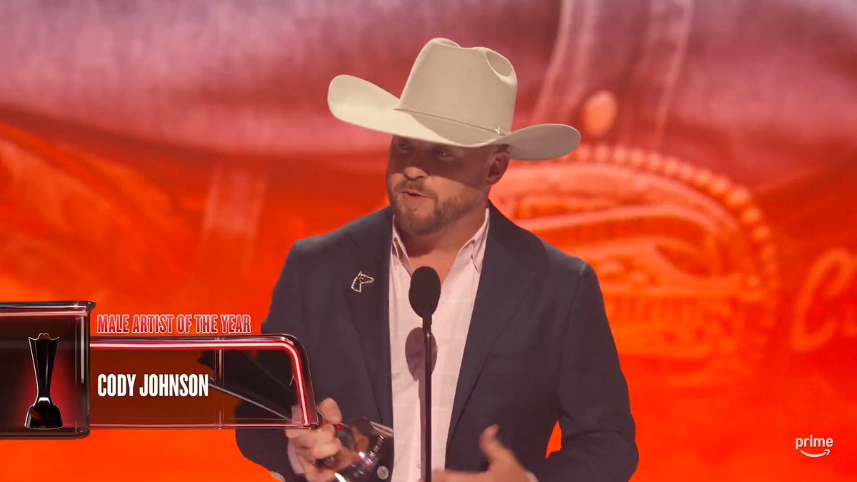 It's a big win for Cody Johnson as he accepts Male Artist of the Year at the ACM Awards