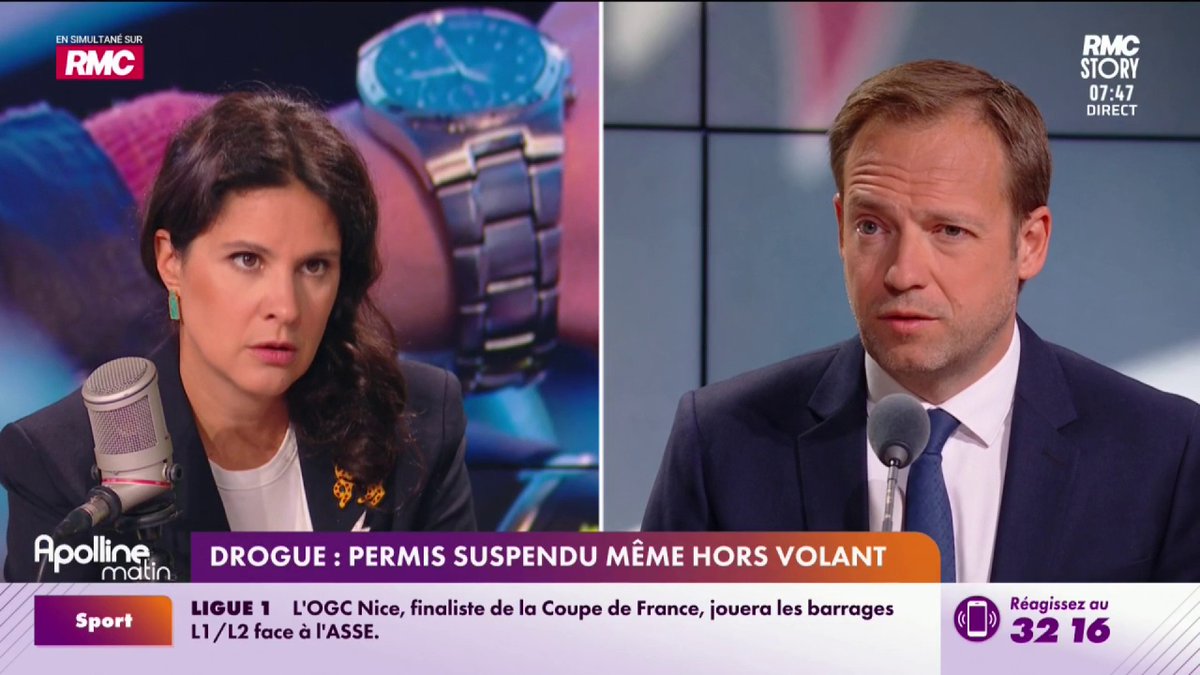 🔴 La loi Ripost examinée au Sénat 🗣️ Jean-Didier Berger, ministre délégué auprès du ministre de l'Intérieur : "Un tribunal pourra suspendre votre permis de conduire en cas de consommation de drogue" même hors volant. "Les consommateurs ont une responsabilité." #ApollineMatin