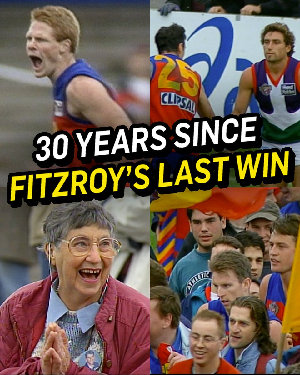 It's 30 years today since Fitzroy's final roar. How incredible are the scenes as the fans storm onto the ground in celebration after the siren? โค๏ธ๐๐ #TheFrontBar | Wednesday | 8.30pm AEST ๐บ
