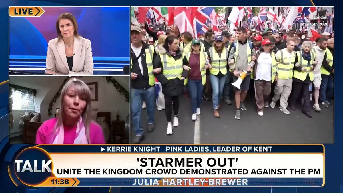 Pink Lady, Kerrie Knight, says she was FURIOUS at Keir Starmer's far-right smear of the Unite the Kingdom rally. "We want a safe country for our children and us to grow up in, and I will do what it takes to get there. I won't listen to the rhetoric!" Julia Hartley-Brewer