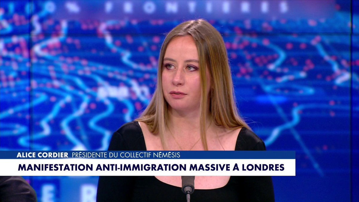 La présidente du collectif Némésis, Alice Cordier, sur le rassemblement anti-immigration à Londres : «Il faut rappeler que les Britanniques ont été traumatisés par l’affaire des “grooming gangs”», dans #100Frontieres Toute l'info est à retrouver sur