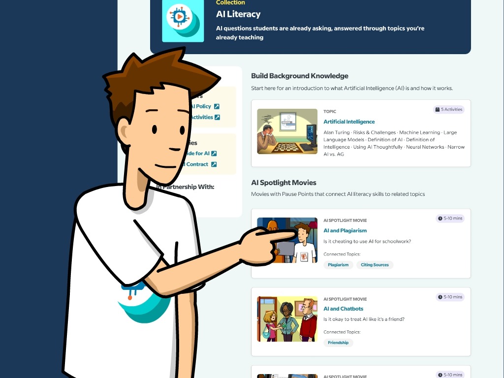 Most AI literacy resources teach students what AI can do. BrainPOP’s new AI Literacy collection, developed in partnership with Digital Promise, teaches them how to think about it 🧠 Be the first to know when the full collection drops:
