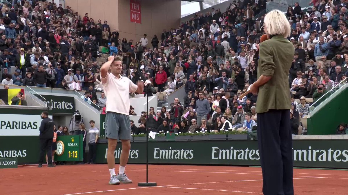 David Goffin feeling emotional after his win but still making some jokes 👏🇧🇪 #RolandGarros